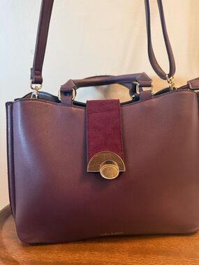 Luella Grey Burgundy Leather Satchel